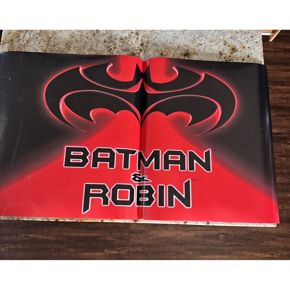 Vintage 1997 Batman & Robin Movie Promo Double Sided Cardstock Poster 21"x46"